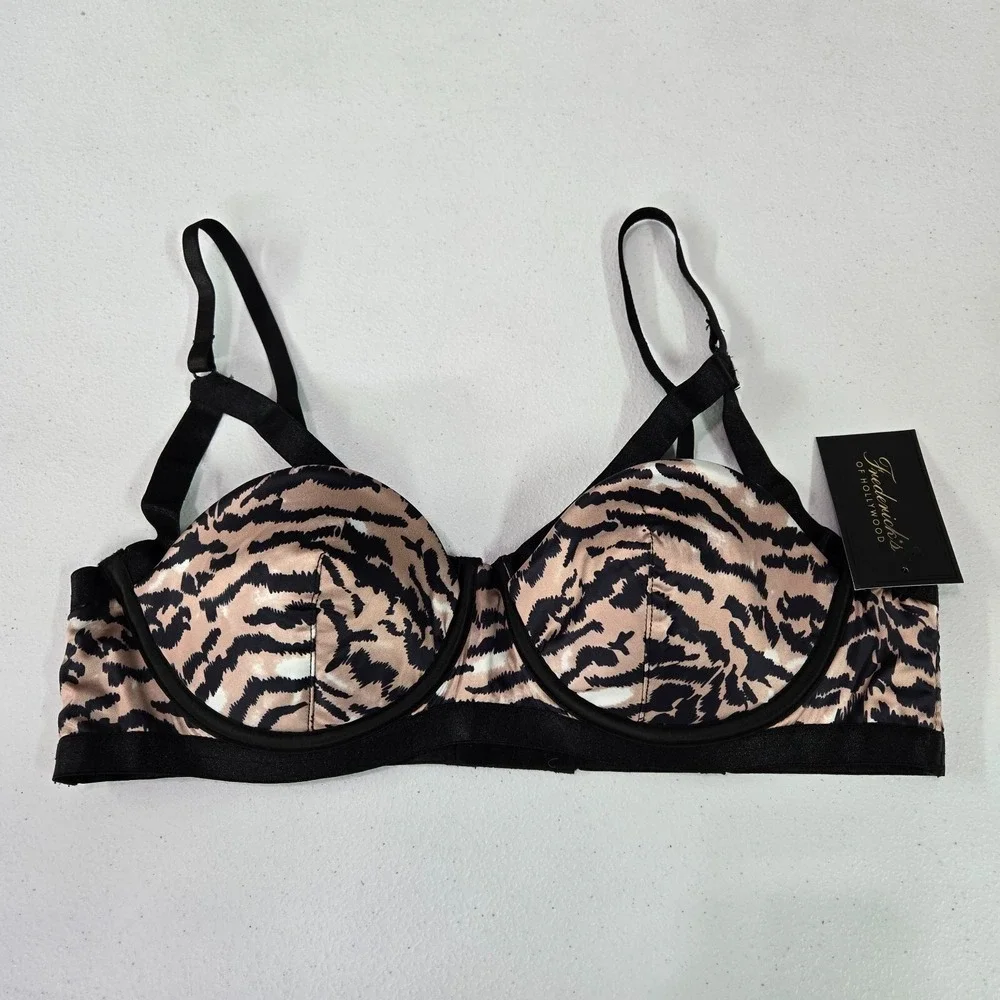 Fredericks Of Hollywood Women Bra Medium Beige Animal Print Zalia Balconette NWT